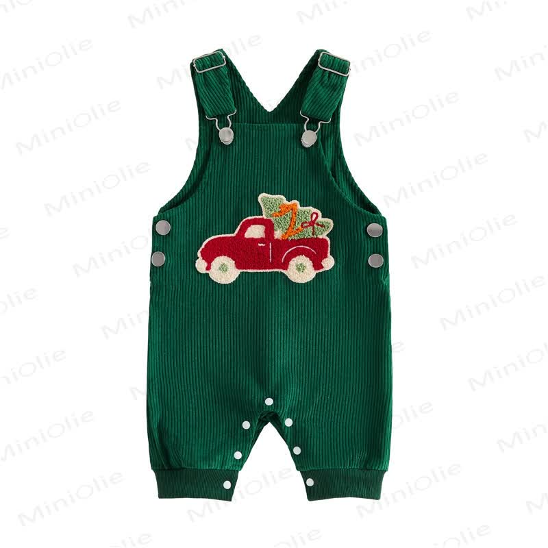 Baby Christmas Tree Truck Patch Overalls - Green - 12-18M - image 2