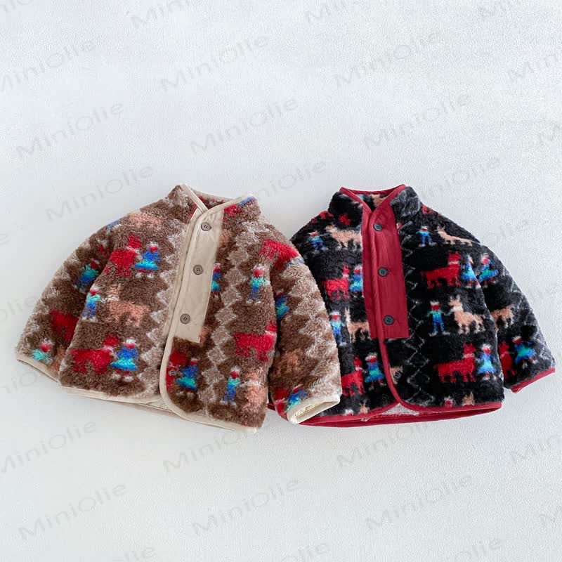 Baby Toddler Boy Animal Check Fleece Button Jacket - image 1