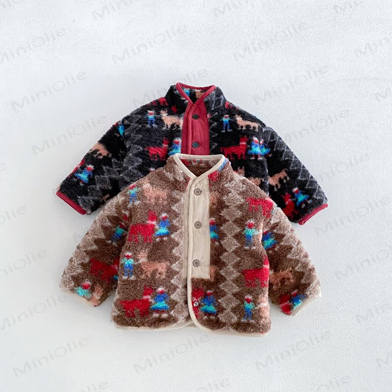 Baby Toddler Boy Animal Check Fleece Button Jacket - image 2