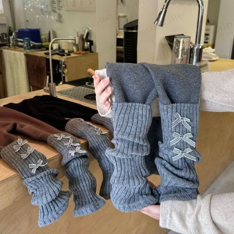 Toddler Girl Fleece Ribbed Bow Leggings - Gray - 6-7T - image 3