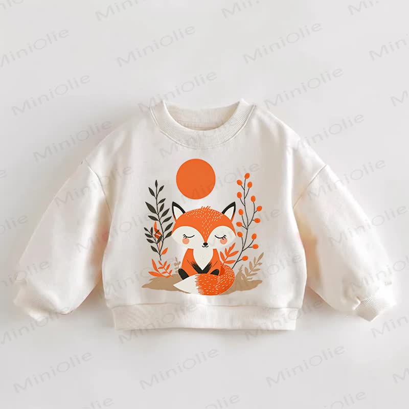 Baby Fox Sun Print Cream Sweatshirt - Cream - 3-5T - image 1