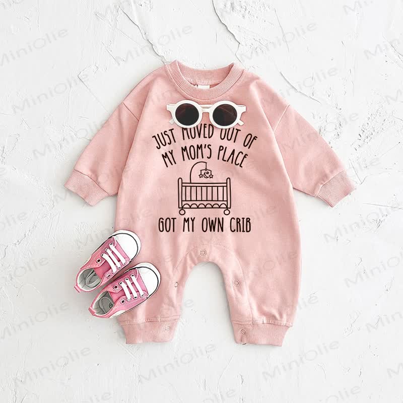JUST MOVED OUT OF MY MOM'S PLACE GOT MY OWN CRIB Baby Pink Romper - Pink - 2-3T - image 1