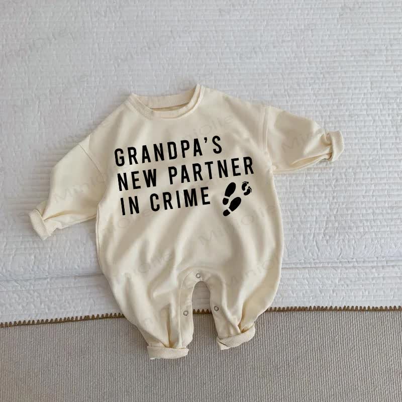  GRANDPA'S NEW PARTNER IN CRIMEBaby Beige Romper - Beige - 2-3T - image 1