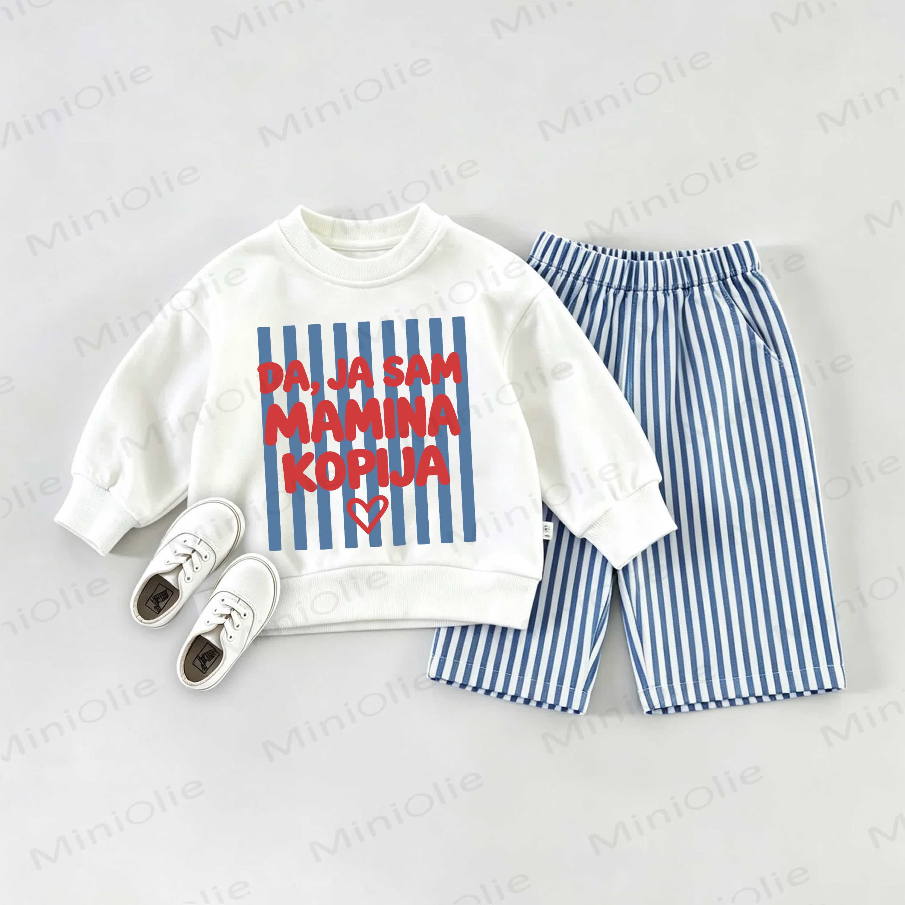 DA, JA SAM MAMINA KOPIJA Baby Sweatshirt 2-piece Set - White&Blue - 2-3T - image 1