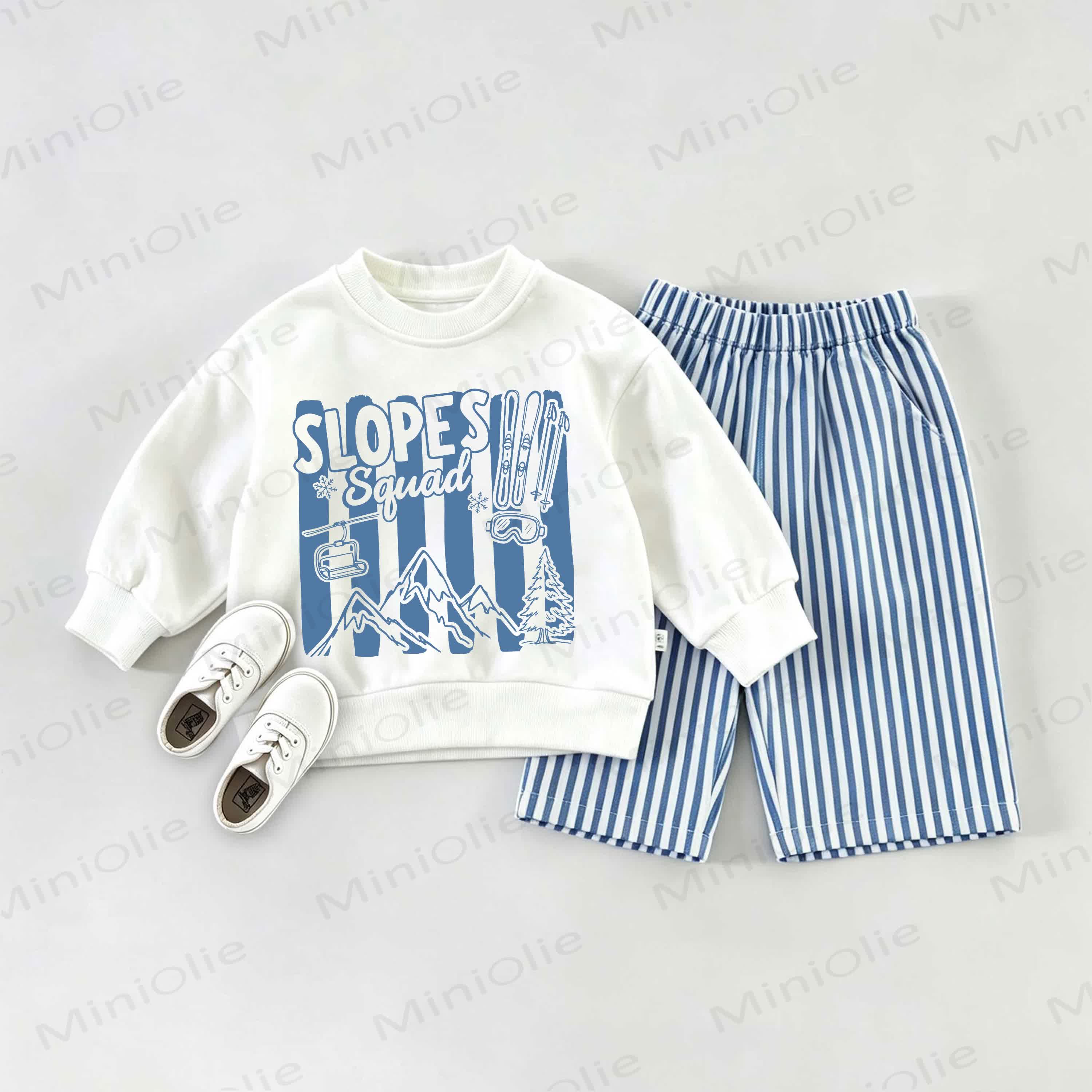 SLOPES SQUAD Baby Sweatshirt 2-piece Set - White&Blue - 2-3T - image 1