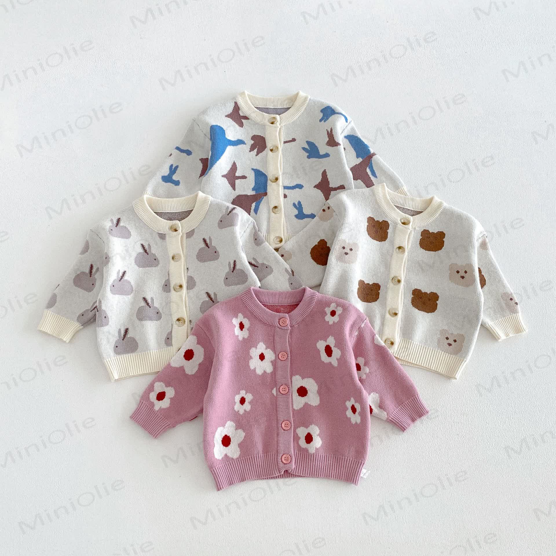 Baby Floral/Animal Knit Button Cardigan - image 1