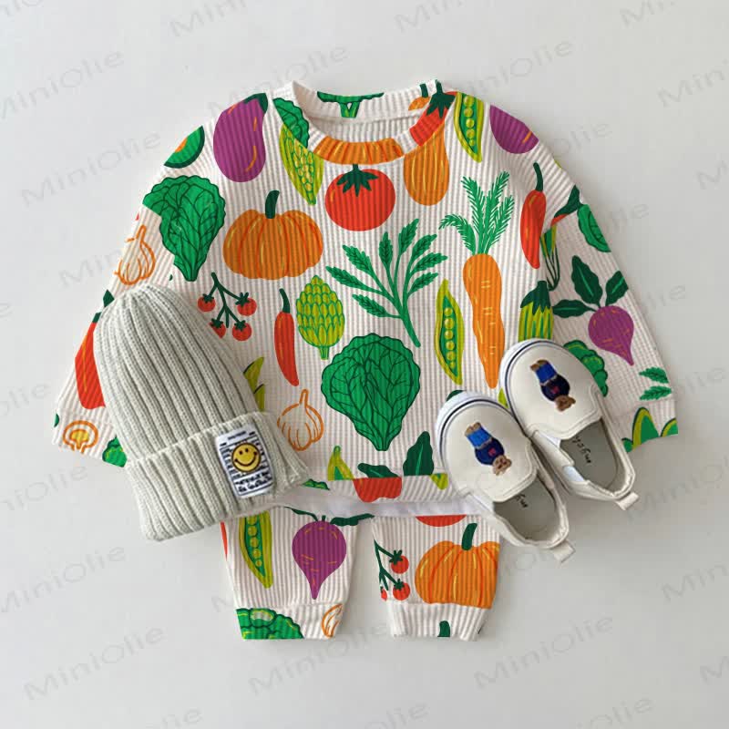 Baby White Vegetables Waffle 2-piece Set - White - 2-3T - image 1