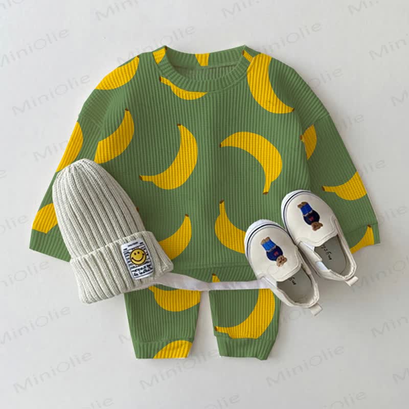 Baby Green Banana Waffle 2-piece Set - Green - 2-3T - image 1