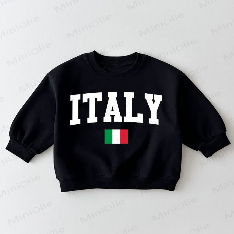 ITALY Baby Toddler Flag Black Sweatshirt - Black - 3-5T - image 1
