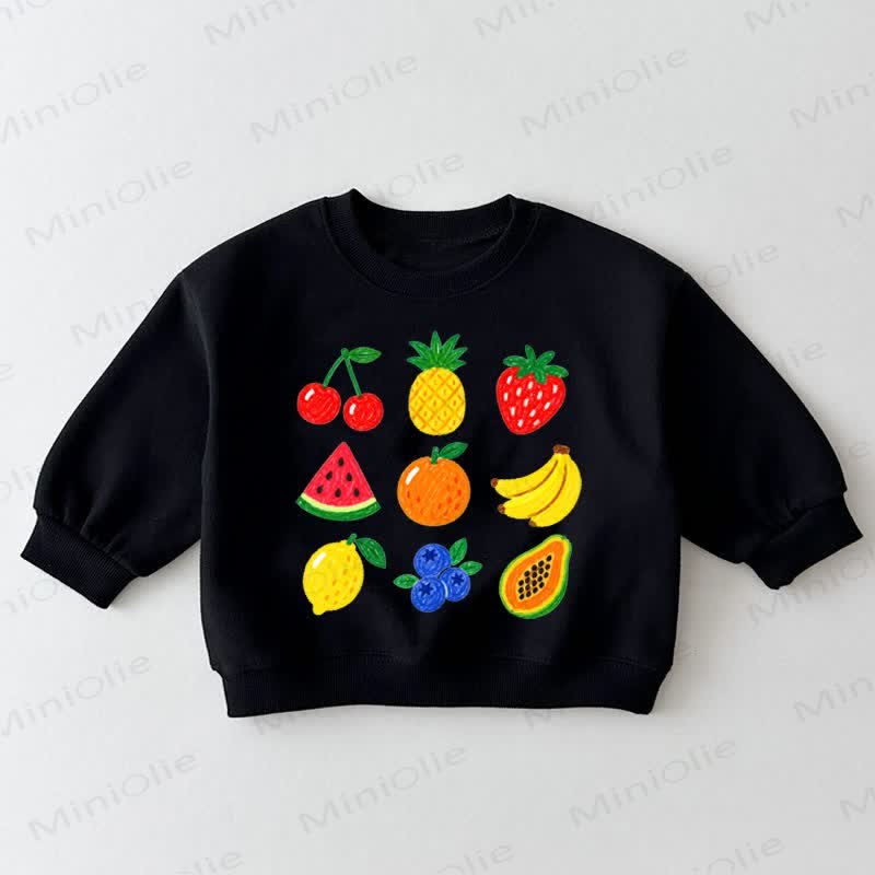 Baby Toddler Fruit Print Black Sweatshirt - Black - 3-5T - image 1