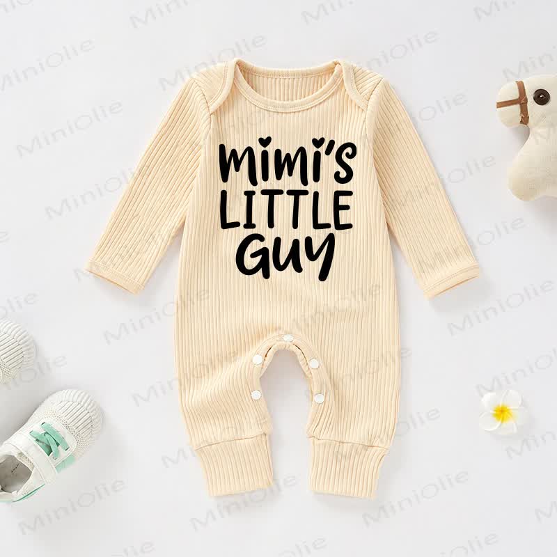 MIMI'S LITTLE GUY Baby Apricot Ribbed Long-Sleeve Romper - Apricot - 18-24M - image 1