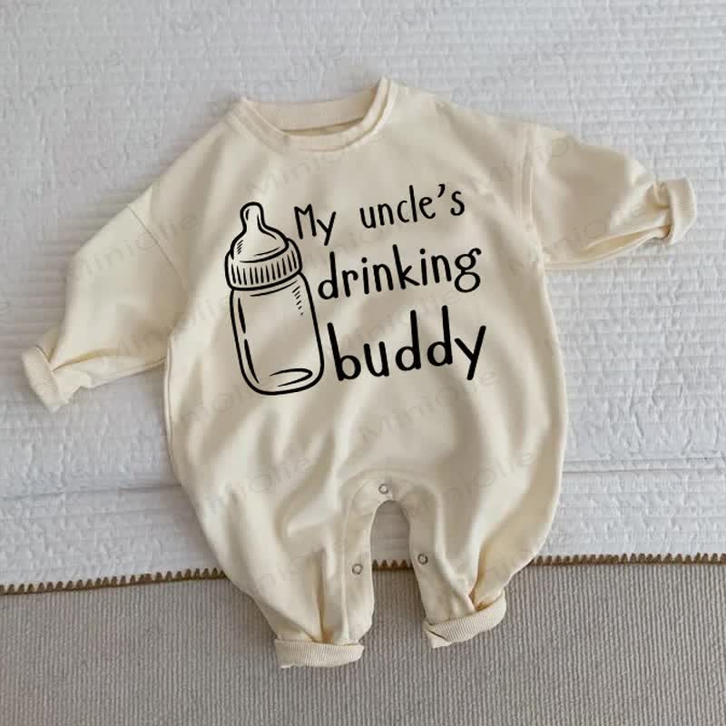  MY UNCLE'S DRINKING BUDDY Baby Beige Romper - Beige - 2-3T - image 1