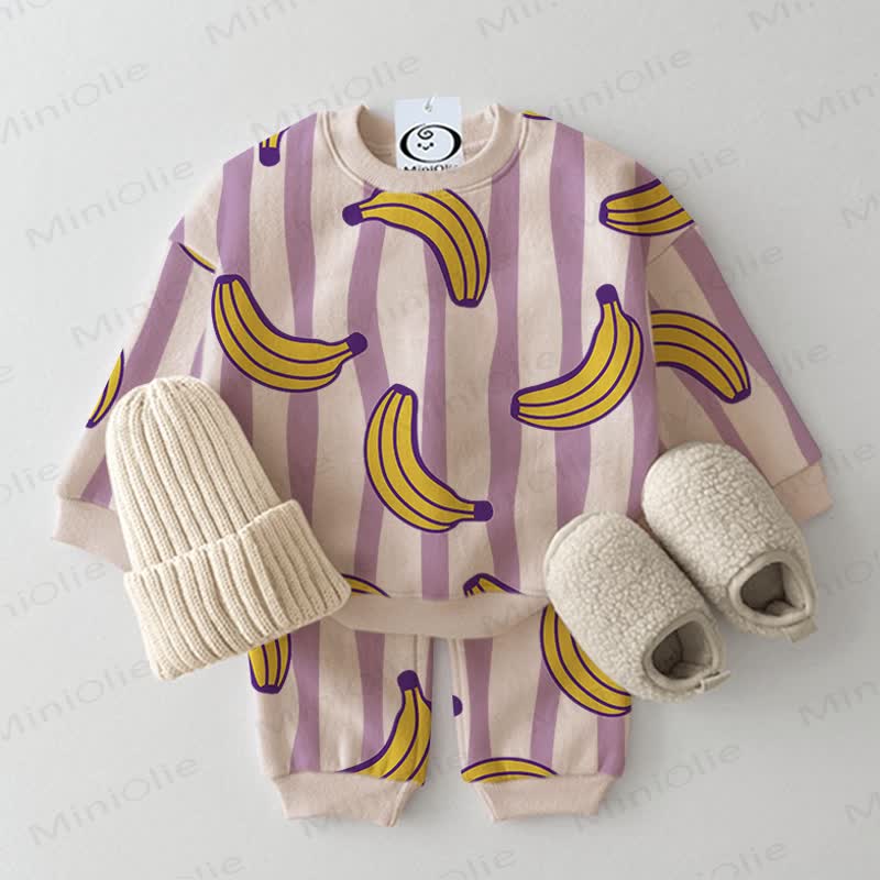 Baby Toddler Banana Striped 2-piece Beige Set - Beige - 2-3T - image 1