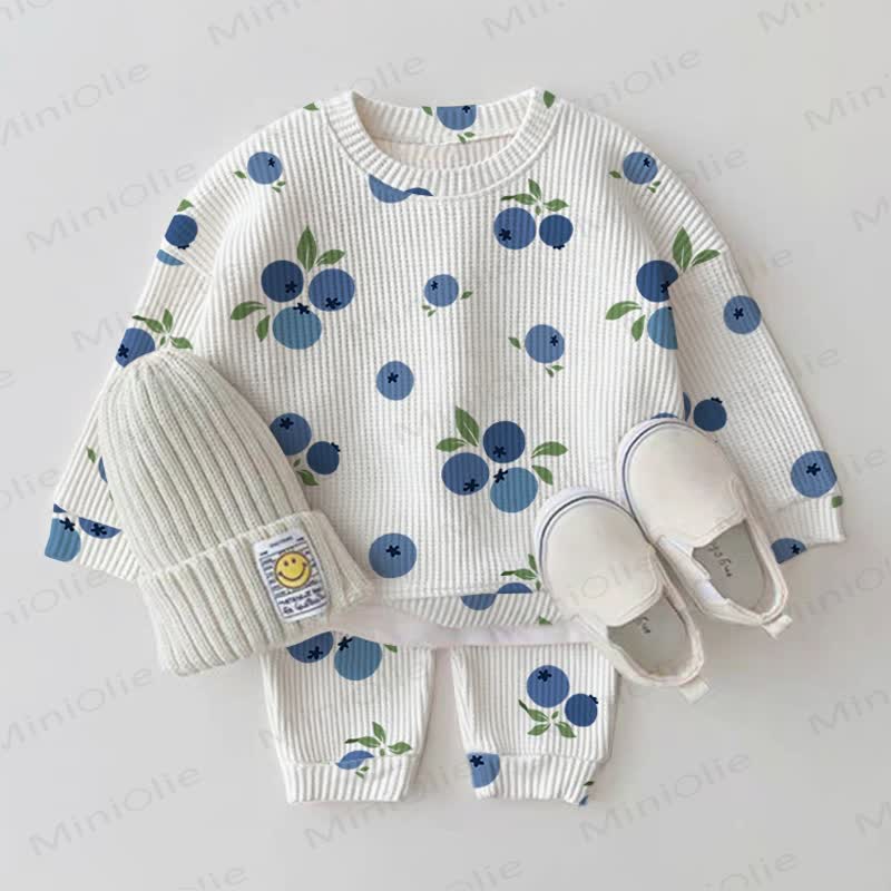 Baby Blueberry White Waffle 2-piece Set - White - 2-3T - image 1
