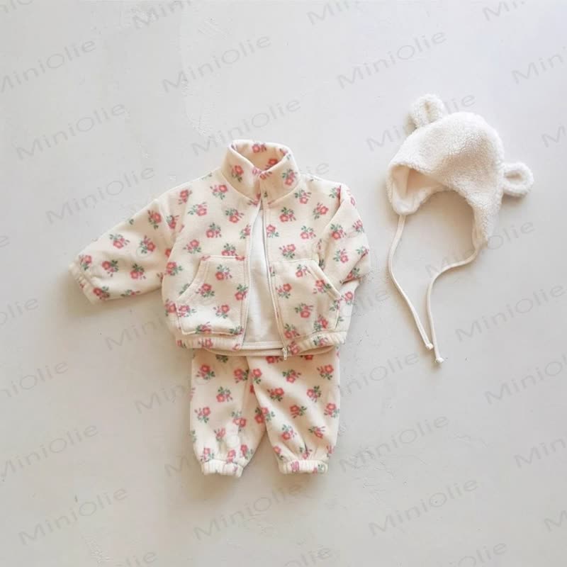 Baby Cozy Stand Collar Jacket and Pants Set - Apricot - 3-4T - image 1