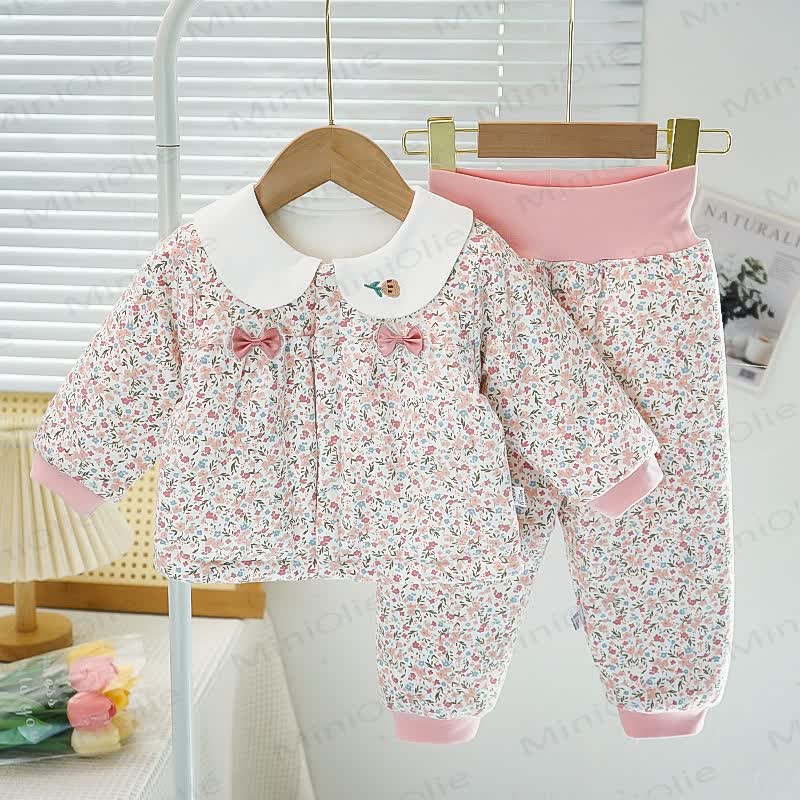 Baby Toddler Girl Floral Quilted 2-Piece Set - Pink Flower - 4-5T - image 1