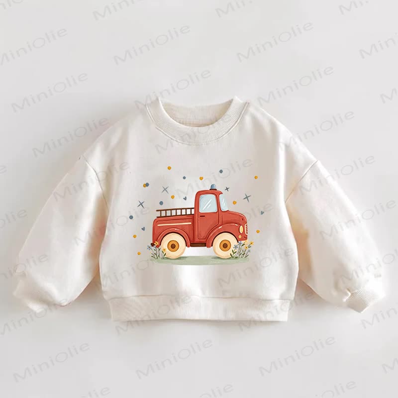 Baby Truck Print Cream Sweatshirt - Cream - 3-5T - image 1
