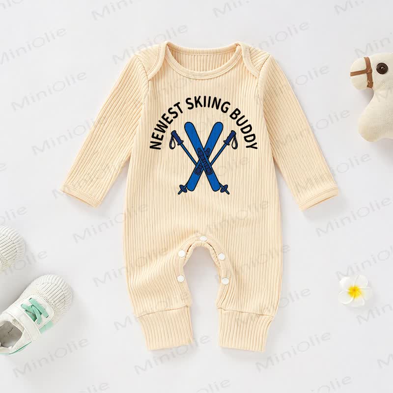 NEWEST SKIING BUDDY Baby Apricot Ribbed Long-Sleeve Romper - Apricot - 18-24M - image 1