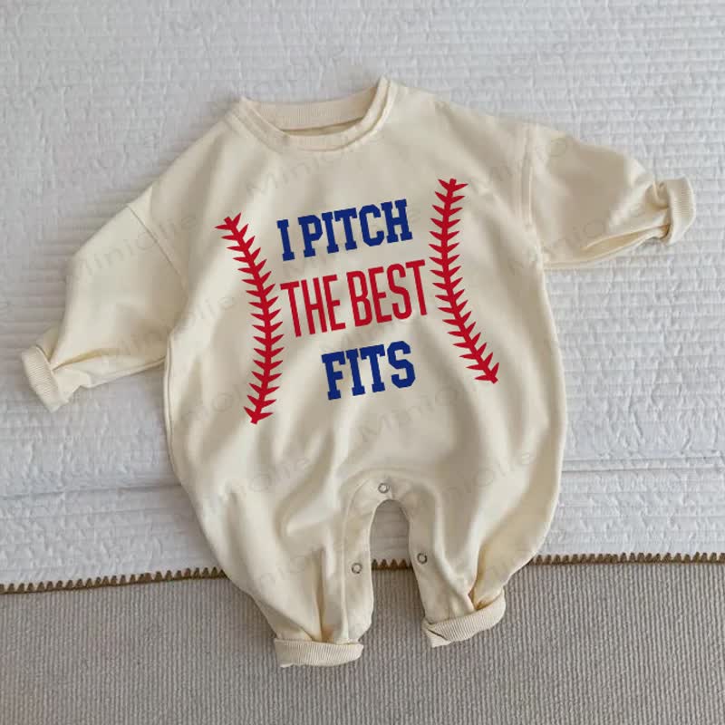I PITCH THE BEST FITS Baby Football Beige Romper - Beige - 2-3T - image 1