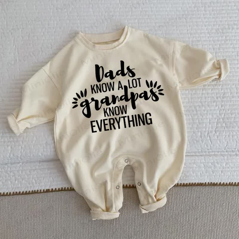 DADS KNOW A LOT GRANDPAS KNOW EVERYTHING Baby Beige Romper - Beige - 2-3T - image 1