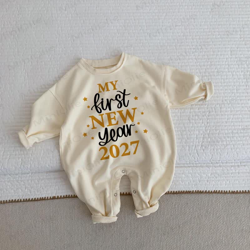 MY FIRST NEW YEAR 2027 Baby Beige Romper - Beige - 2-3T - image 1