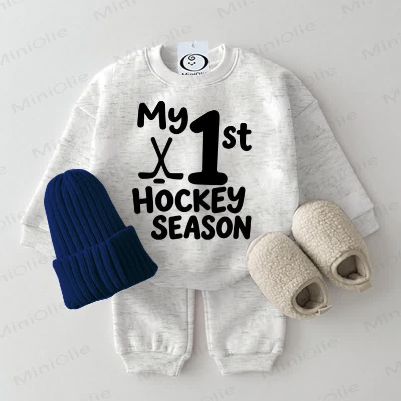 MY 1ST HOCKEY SEASON Baby Sweatshirt 2-piece Set - Light Grey - 2-3T - image 2