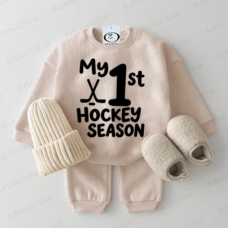 MY 1ST HOCKEY SEASON Baby Sweatshirt 2-piece Set - Beige - 2-3T - image 1