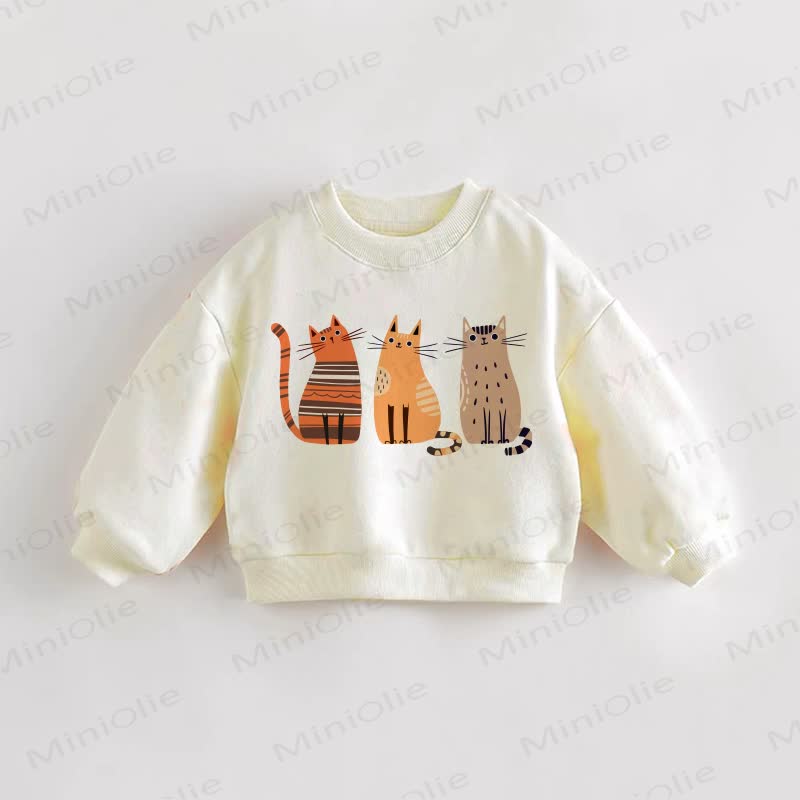 Baby Cats Print Cream Sweatshirt - Cream - 3-5T - image 1