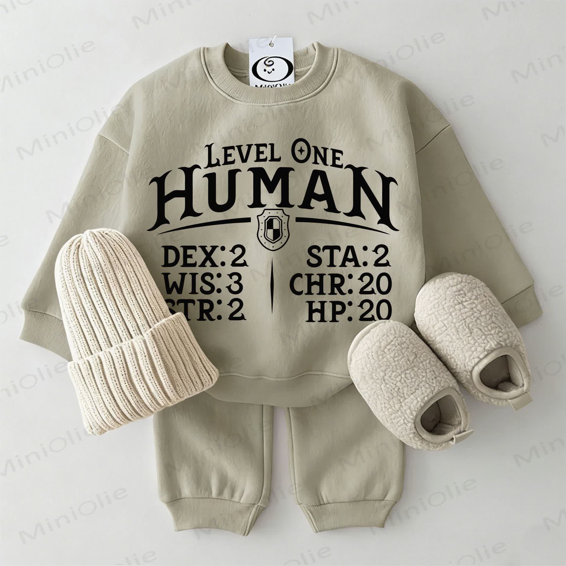 LEVEL ONE HUMAN Baby Sweatshirt 2-piece Grey Green Set - Grey Green - 2-3T - image 1