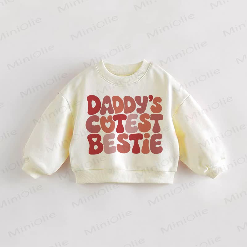 DADDY'S CUTEST BESTIE Baby Cream Sweatshirt - Cream - 3-5T - image 1