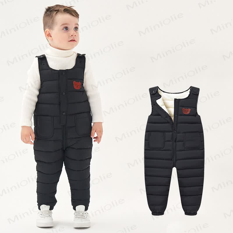Baby Toddler Bear Quilted Fleece Lined Overalls - Black - 4-5T - image 2