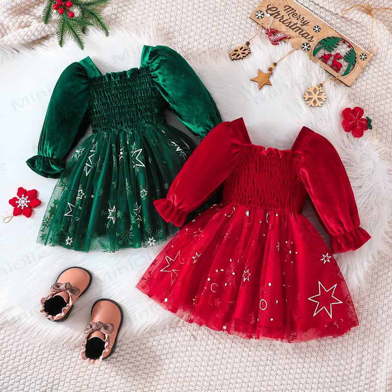 Baby Toddler Girl Christmas Starry Tulle Dress - image 1