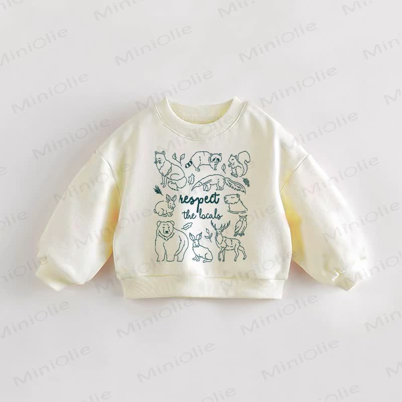 RESPECT THE LOCALS Baby Toddler Cream Sweatshirt - Cream - 3-5T - image 1
