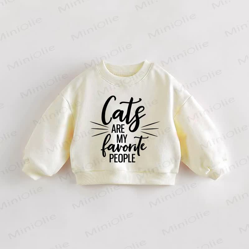 CATS ARE MY FAVORITE  PEOPLE Baby Toddler Cat Cream Sweatshirt - Cream - 3-5T - image 1