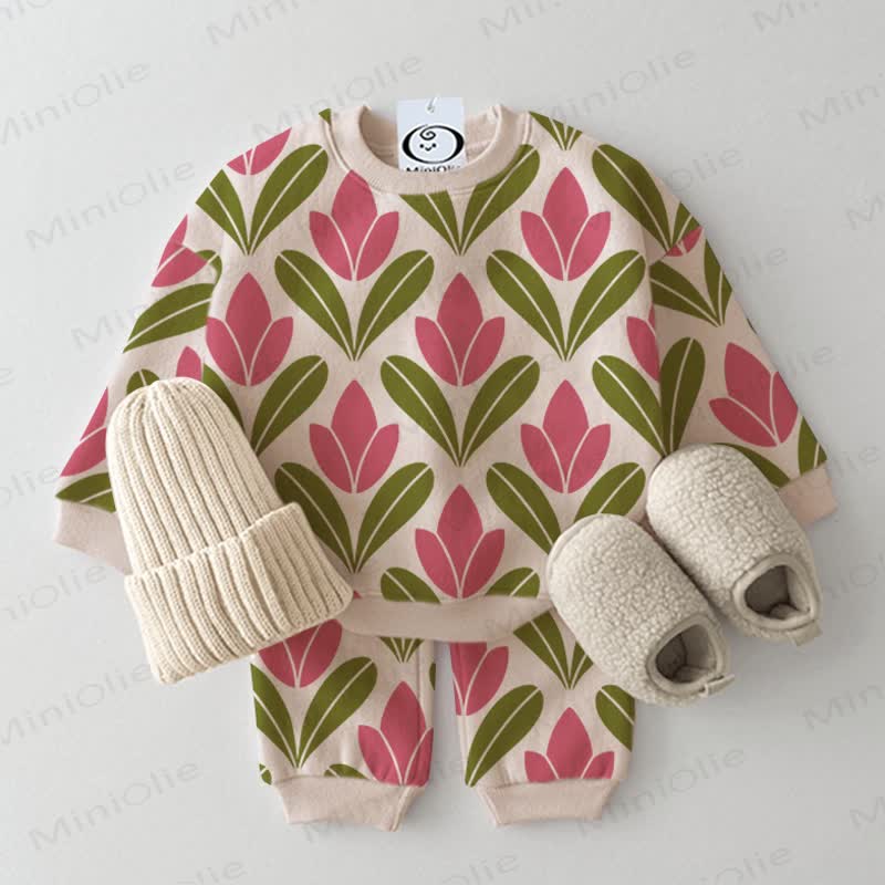 Baby Toddler Tulip Leaves 2-piece Beige Set - image 1