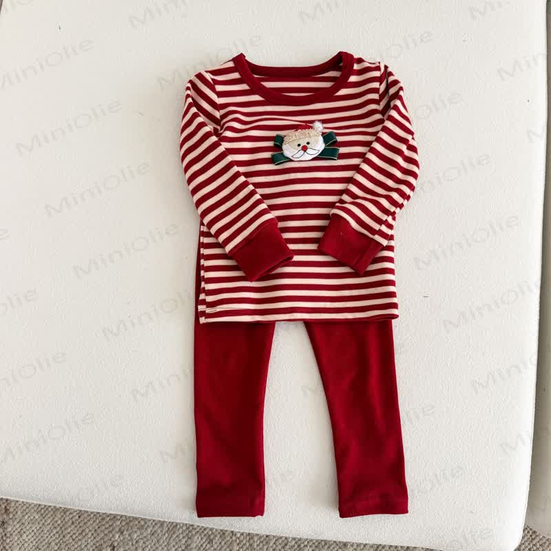 Toddler Santa Claus Stripe Long Sleeve Lounge Set - Red - 10-11T - image 2