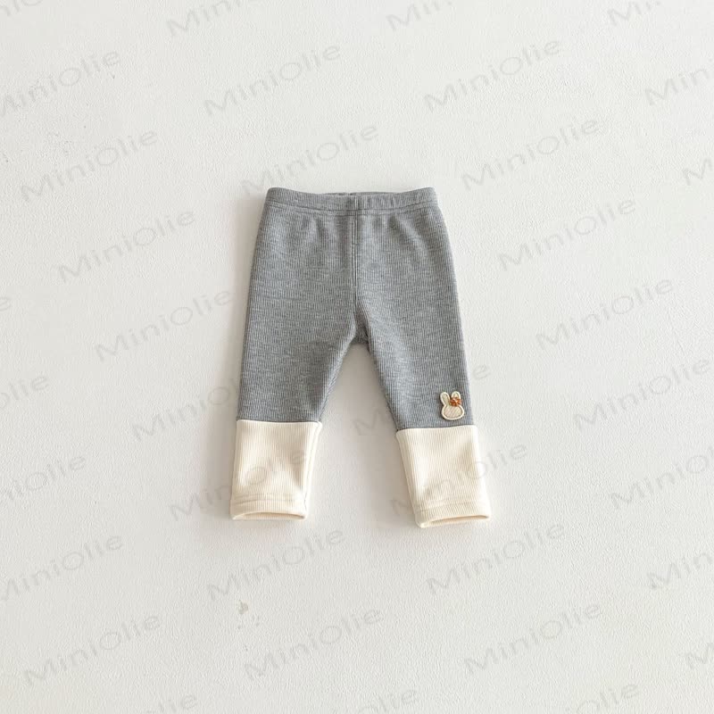 Baby Girl Soft Fleece Ribbed Bunny Cuff Leggings - Gray - 18-24M - image 2
