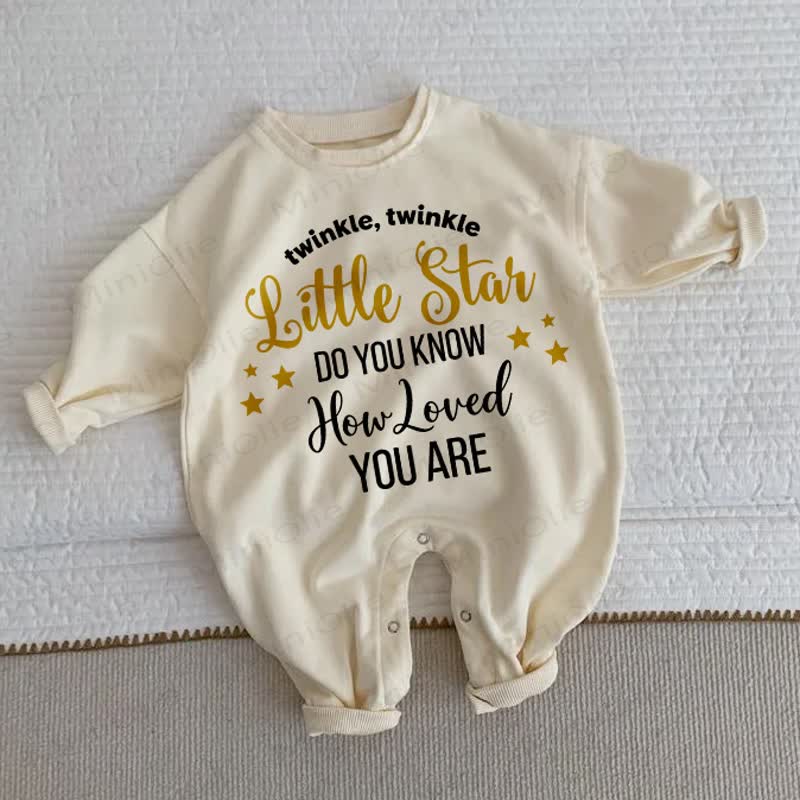 TWINKLE, TWINKLE LITTLE STAR DO YOU KNOW HOW LOVED YOU ARE Baby Beige Romper - Beige - 2-3T - image 1