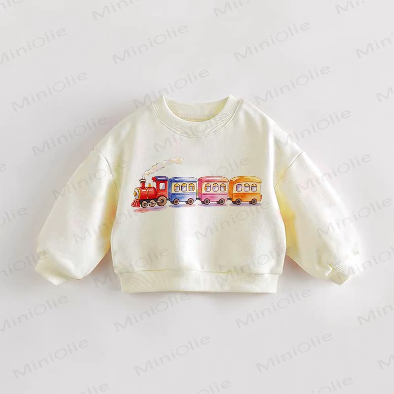 Baby Toddler Train Cream Sweatshirt - Cream - 3-5T - image 1
