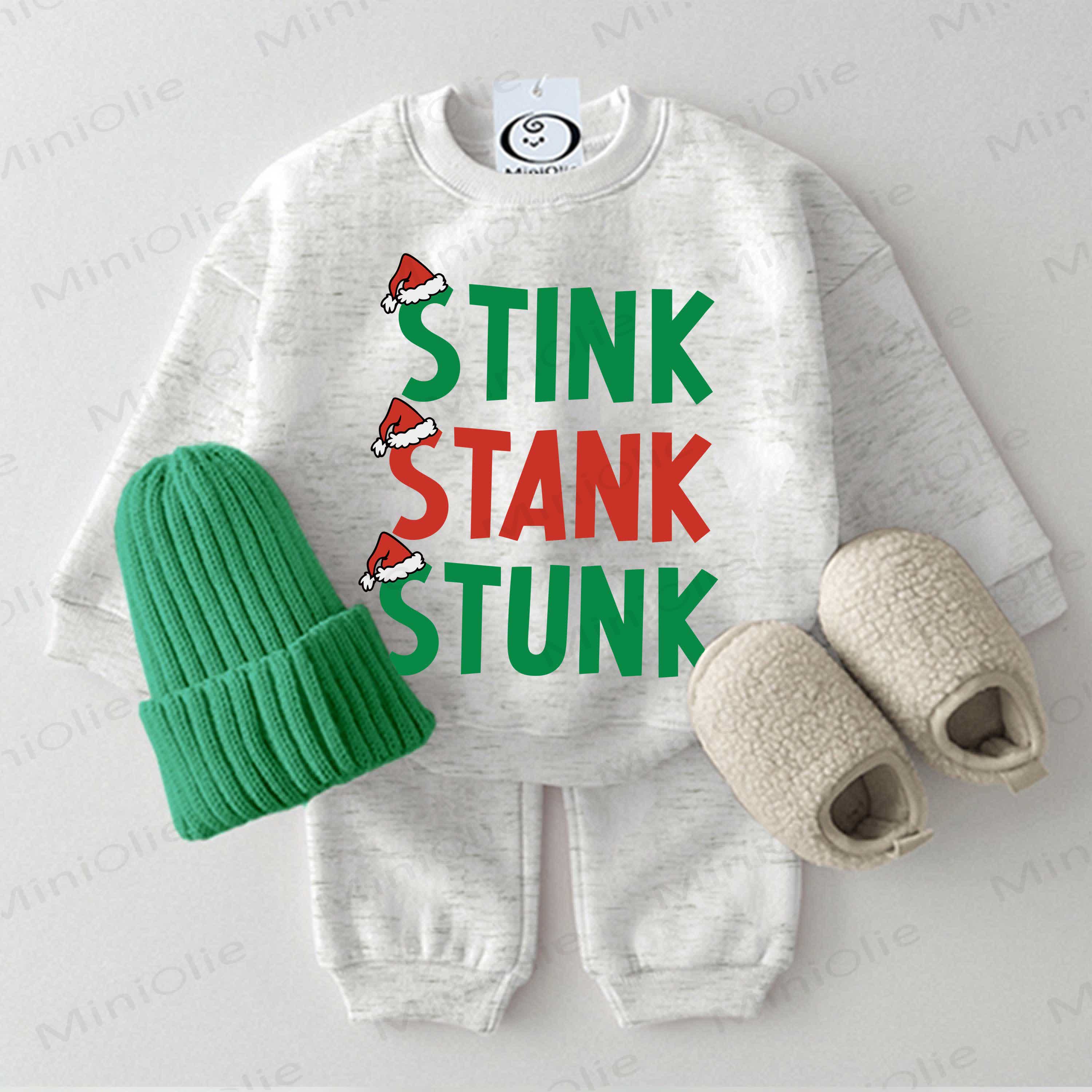 STINK STANK STUNK Baby Christmas Sweatshirt 2-piece Set - Light Grey - 2-3T - image 1