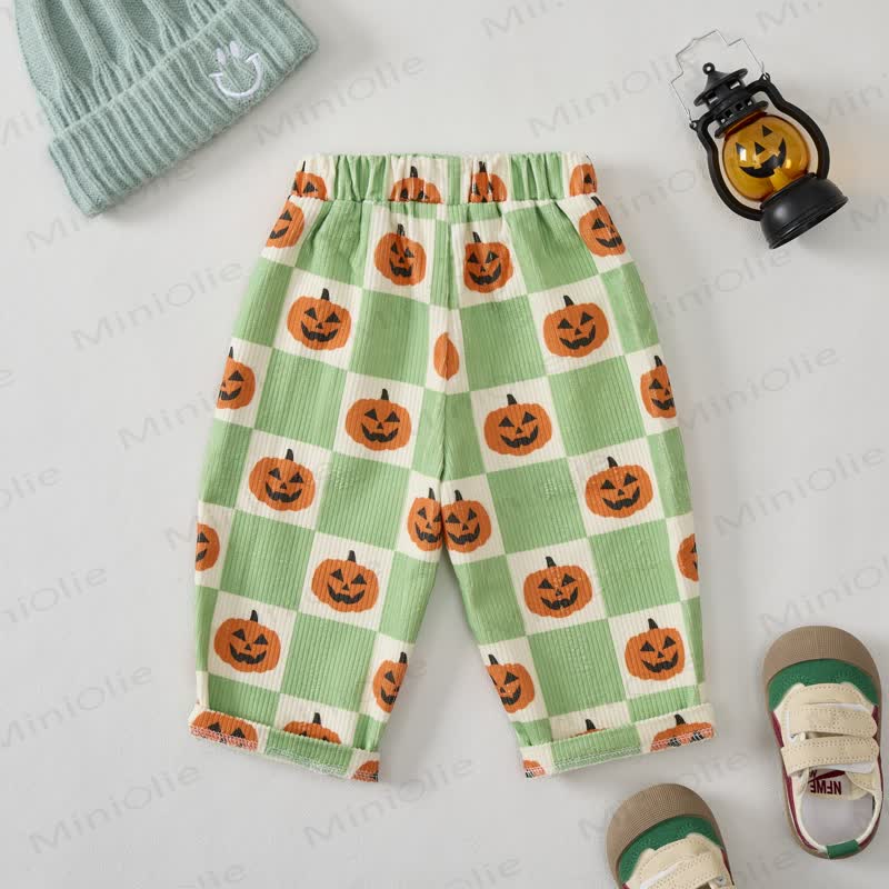Baby Toddler Green Checkerboard Pumpkin Corduroy Pants - image 2