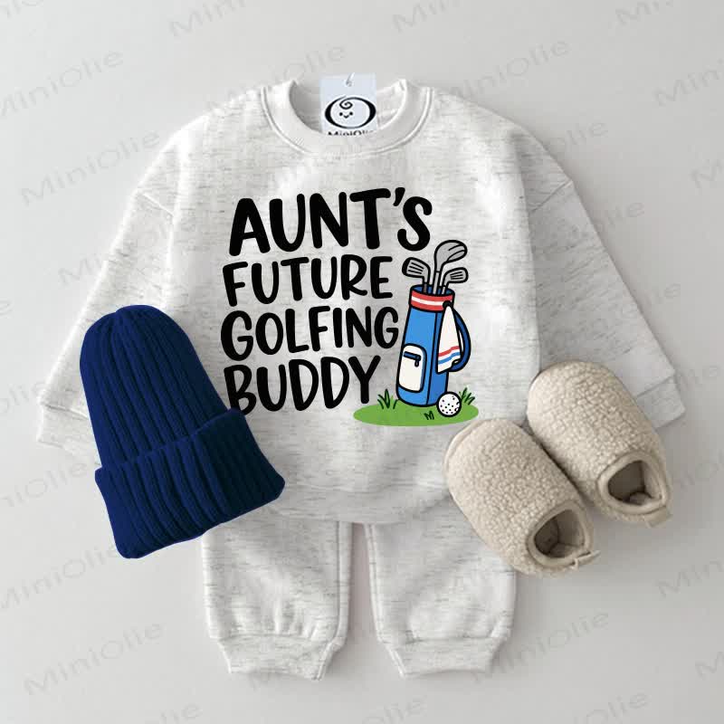 AUNT'S FUTURE GOLFING BUDDY Baby Light Grey Sweatshirt 2-piece Set - Light Grey - 2-3T - image 1