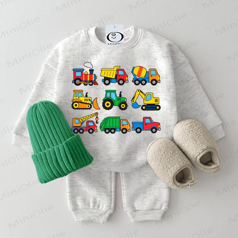 Baby Truck Print Light Grey Sweatshirt 2-piece Set - Light Grey - 2-3T - image 1