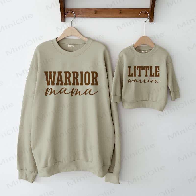 WARRIOR MAMA/LITTLE WARRIOR  Family Sweatshirt  - Grey Green - XL - image 1