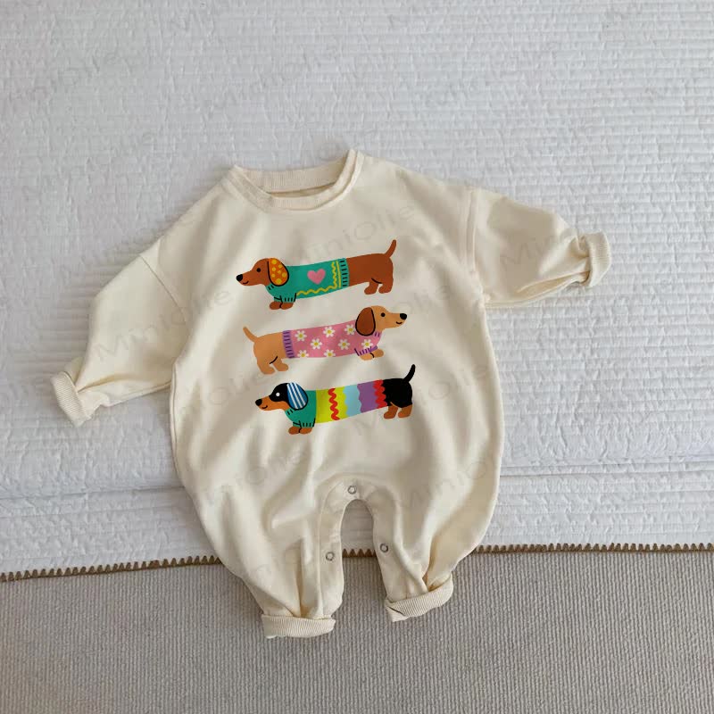 Baby Daschund Beige Romper - Beige - 2-3T - image 1