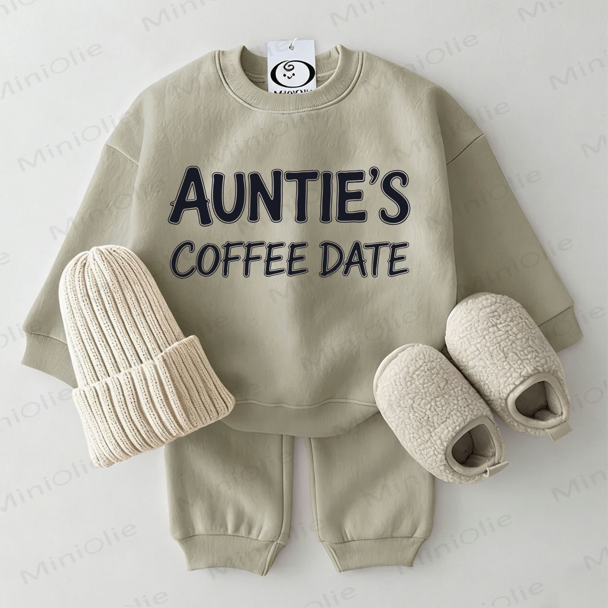 AUNTIE'S COFFEE DATE Baby Sweatshirt 2-piece Grey Green Set - Grey Green - 2-3T - image 1