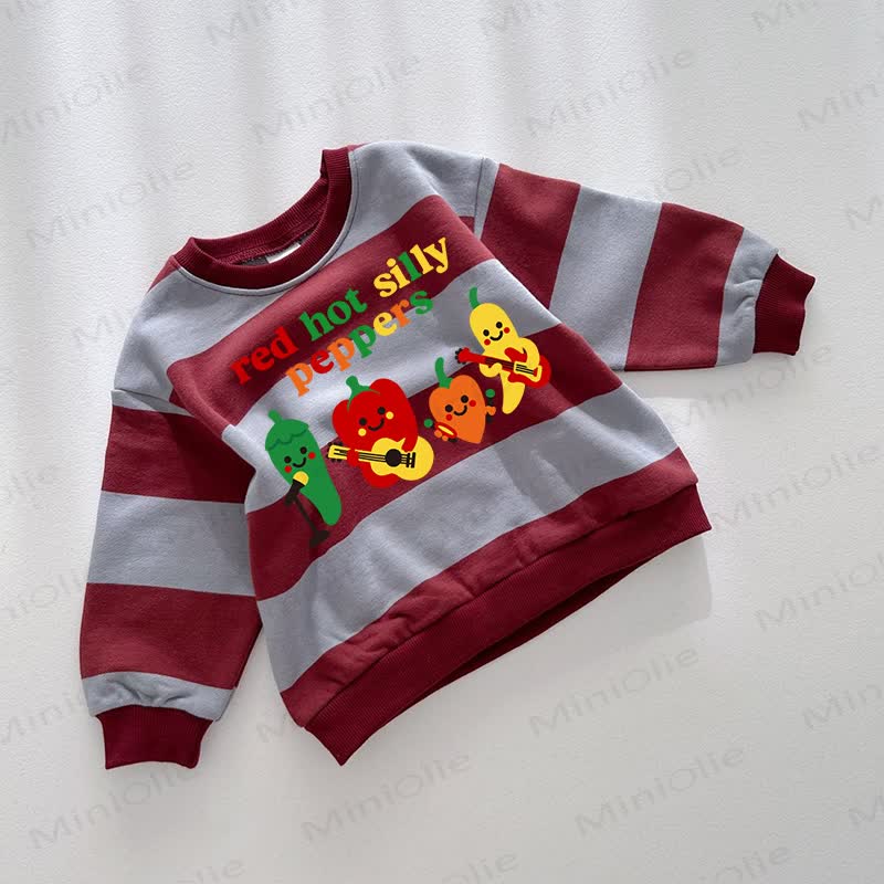 RED HOT SILLY PEPPERS Baby Striped Sweatshirt - Red&Blue - 3-5T - image 1