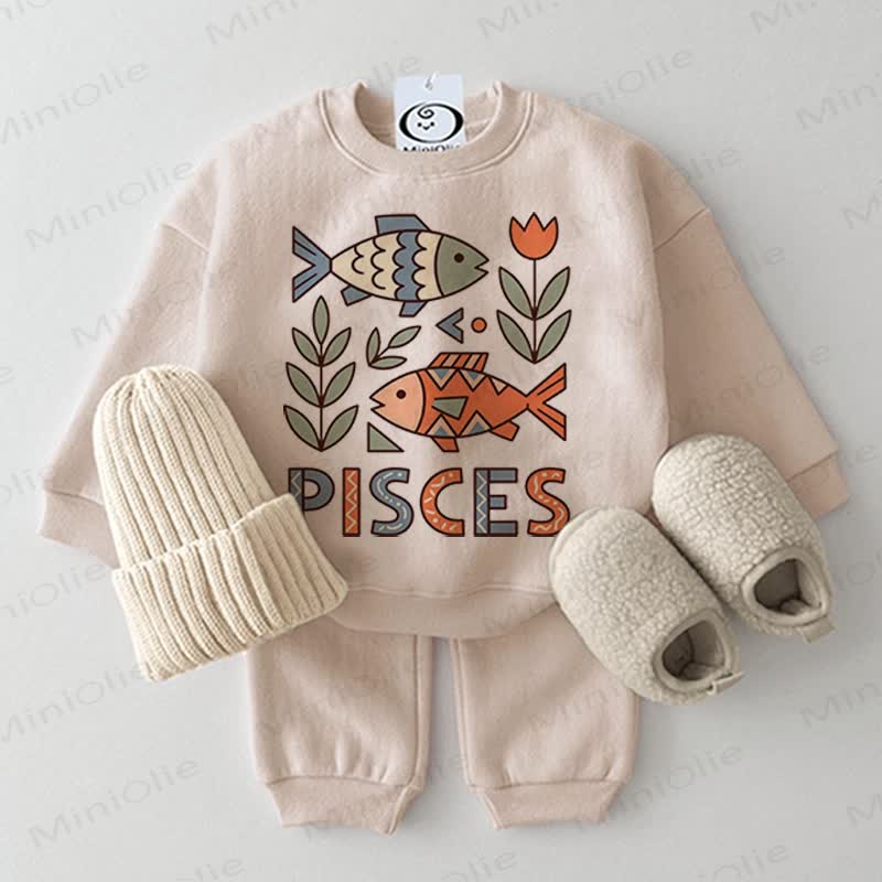 PISCES Baby Fish Beige Sweatshirt 2-piece Set - Beige - 2-3T - image 1