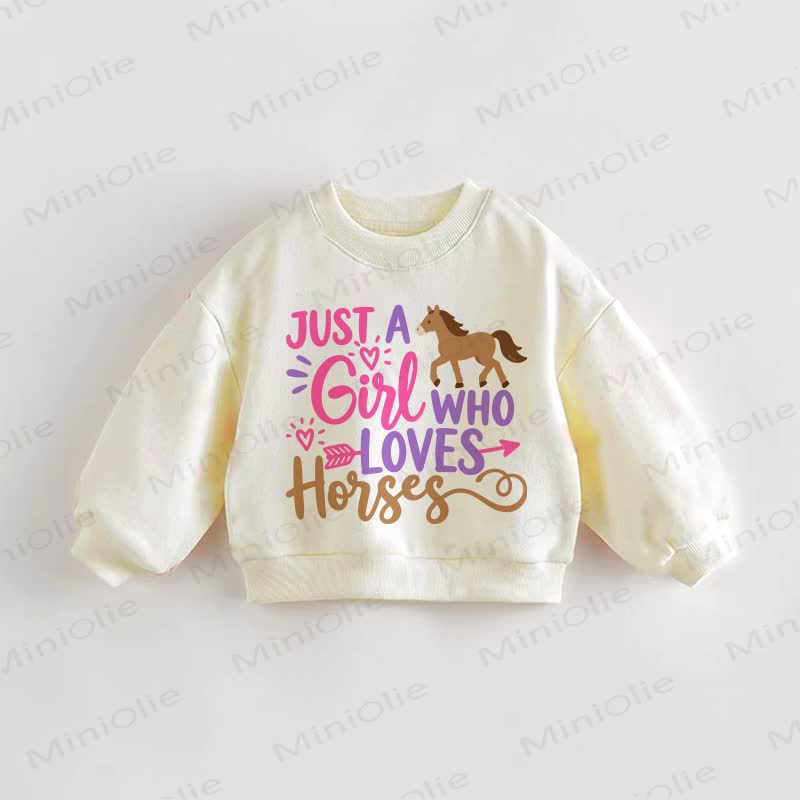 JUST A GIRL WHO LOVES HORSES Baby Cream Sweatshirt - Cream - 3-5T - image 1