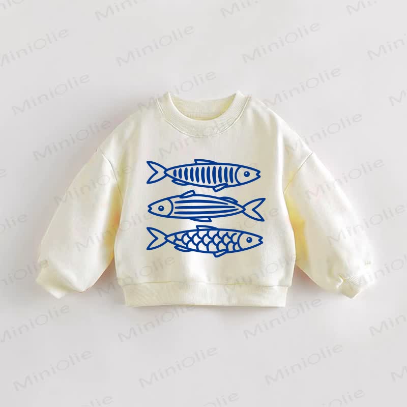 Baby Fish Print Cream Sweatshirt - Cream - 3-5T - image 1